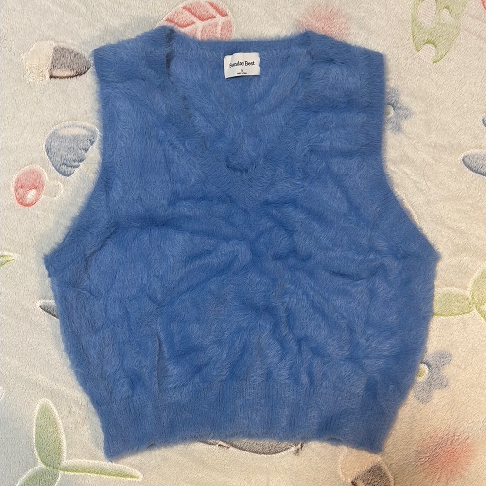Sunday Best Fuzzy Blue Vest